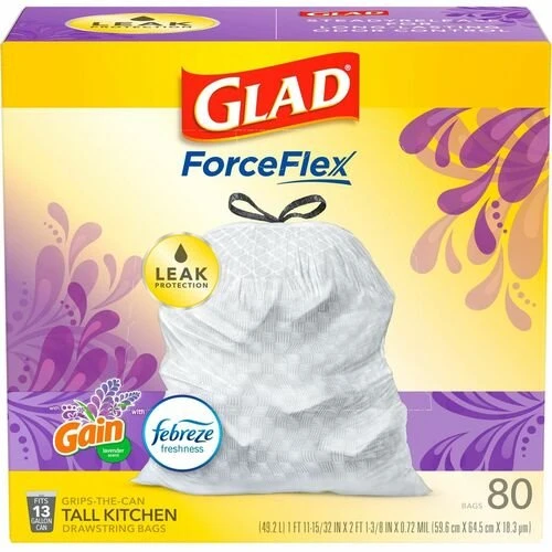 Glad Trash Bags, Tall, Lavender, 13Gal, 0.78mil, 80/BX, WE (CLO78902) Glad Trash Bags, Tall, Lavender, 13Gal, 0.78mil, 80/BX, WE (CLO78902) -Cleaning Supplies Store 1038548159