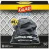 Glad Trash Bags, Drawstring, 30 Gal, 0.90mil, 50/BX, Black (CLO78997)