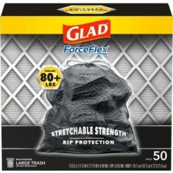 Glad Trash Bags, Drawstring, 30 Gal, 0.90mil, 50/BX, Black (CLO78997)