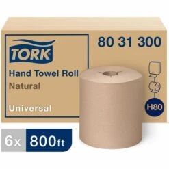 TORK Universal Hand Towel Roll, 1 Ply, 8"x800', Natural, 6/CT (TRK8031300)