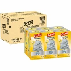 Glad Trash Bags, Drawstring, 13 Gal, 0.72Mil, 40/Bx, 240/Ct, We (CLO79008CT)