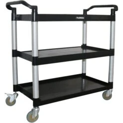 Lorell® Utility Cart, Plastic, 300 Lb Cap, 42"X20"X38" , Black, Each (LLR03610)