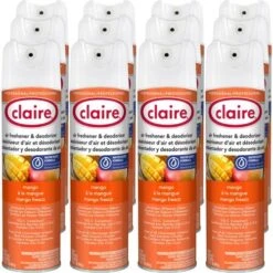 Claire Water-Based Air Freshener, Spray, 16 Oz, Mango, 12/Dozen, Residue-free, Non-staining, Ozone-safe, Odor Neutralizer, Recyclable (CGCCL341)