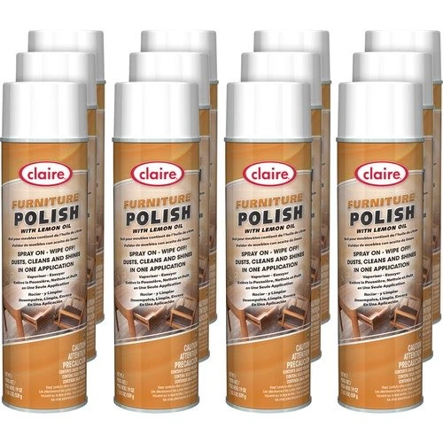 Claire Multi-Surface Furniture Polish, Aerosol, 19 oz (1.19 lb), Fresh Lemon Scent, 12/Carton, Brown (CGCCL811CT) Claire Multi-Surface Furniture Polish, Aerosol, 19 Oz (1.19 Lb), Fresh Lemon Scent, 12/Carton, Brown (CGCCL811CT) -Cleaning Supplies Store 1076596907