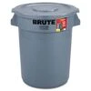Rubbermaid® Brute 32 Gallon Round Trash Can With Lid, Gray (RCP863292GRA)