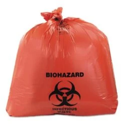 Heritage 45 Gallon Red Biohazard Bags, 40x45, 3 Mil, 75 Bags (HERA8046ZR)