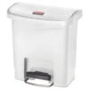 Rubbermaid Commercial Slim Jim Resin Step-On Container, Front Step Style, 4 Gal, White (RCP1883554)
