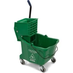 Carlisle 35 Quart Mop Bucket With Side-Press Wringer, Green (8690409)