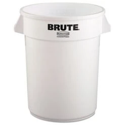 Rubbermaid® Brute 32 Gallon Round Vented Trash Can, White (RCP2632WHI)