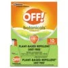 Off! Botanicals Insect Repellent, DEET Free, 10 Wipes/Pack, 8 Packs (SJN694974)