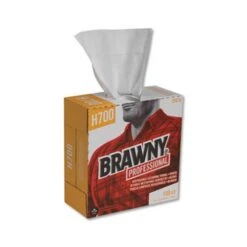 Brawny® Industrial Heavy Duty Shop Towels, 1-Ply, White, 100 Towels (GPC25070)