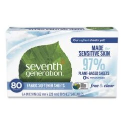Seventh Generation Unscented Nat Fabric Softener Sht, 80 Sht/Bx, EA (SEV44930EA)