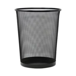 Universal® Steel Mesh Round Wastebasket, 18-qt., Black (UNV20008)