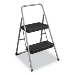 Cosco 2-Step Folding Steel Step Stool, 200 Lb Capacity, Gray, EA (CSC11137PBL1E)