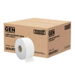 GEN® Jumbo Bath Tissue, 2-Ply, White, 800-ft., 12 Rolls (GENJRT2PLY)