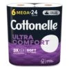 Cottonelle Ultra ComfortCare Toilet Paper, Soft Tissue, Mega Rolls, Septic Safe, 2-Ply, White, 284/Roll, 6 Rolls/Pack, 36 Rolls/Carton (KCC54167)