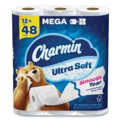 Charmin Ultra Soft Bathroom Tissue, Mega Roll, Septic Safe, 2-Ply, White, 224 Sheets/Roll, 12 Rolls/Pack, 4 Packs/Carton (PGC08813)