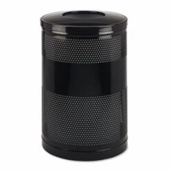 Rubbermaid® Classics 51 Gallon Perforated Steel Receptacle, Black (RCPS55ETBK)