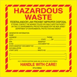 Tape Logic™ Labels, "Hazardous Waste - New Jersey", 6" X 6", Red/Yellow/Black, 500/RL (DL7520)