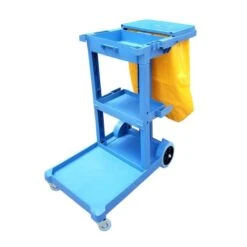 Namco Janitor Cart With Vinyl Bag, Three Shelves, Blue (6035)