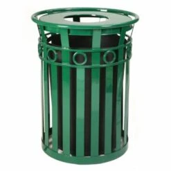 Witt 36 Gal. Brown Trash Receptacle And Flat Top Lid - Oakley Collection, 1/Carton (WITT-M3600-R-FT-BN)